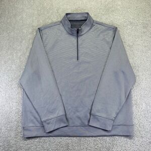 Hickey Freeman Mens XXL Quarter Zip Pullover Blue Stripe Lightweight Performance